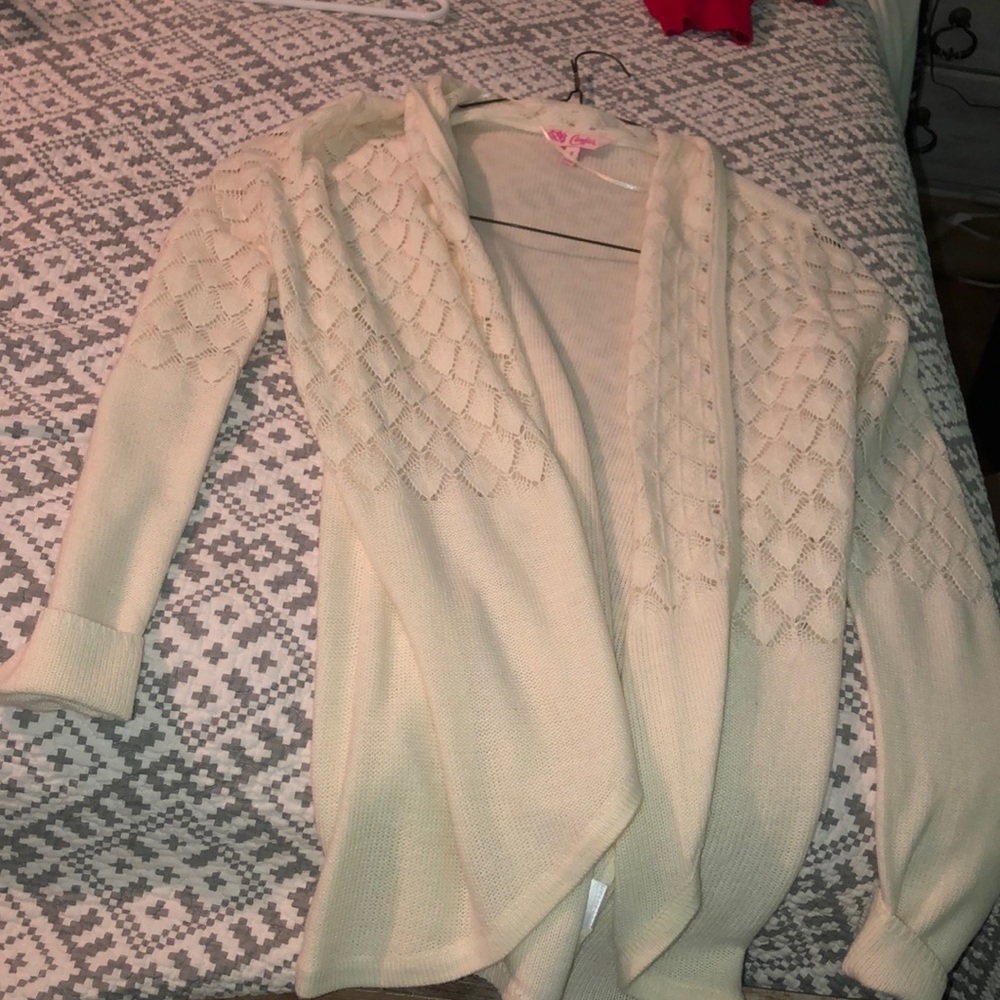 white cardigan